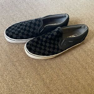 Charcoal gray and black vans